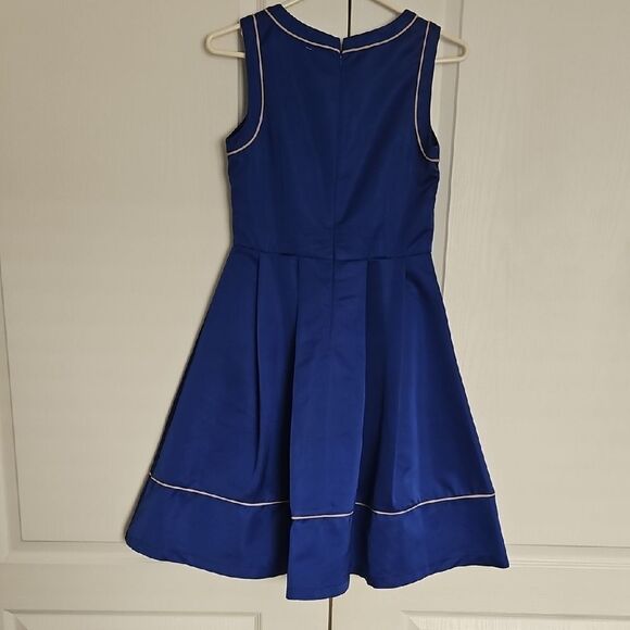 Royal Blue Fit and Flare Midi Dress for Wedding Guest - Picture 5 of 16